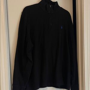 Ralph Lauren Black Zip-Up Sweater with Blue Logo
